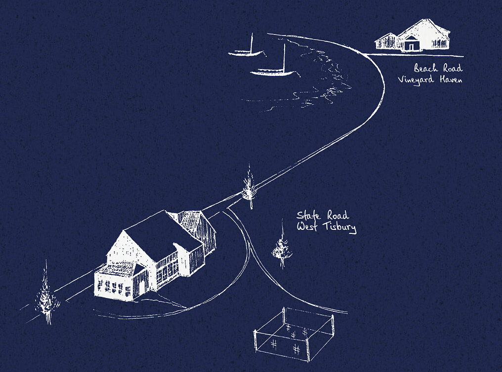 Illustrated map: State Road, West Tisbury — near Beach Road, Vineyard Haven